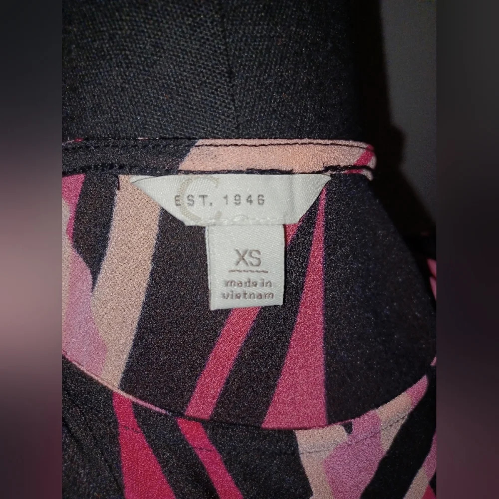 Est 1946 Pink Black Road to Rio Ruffle Hem Blouse - Picture 3 of 5